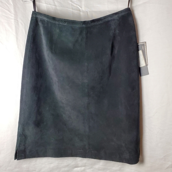 Révue Vintage 90s Black Suede Pencil Skirt Size 10 - Picture 5 of 12
